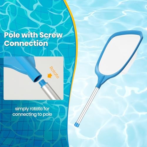 Tavaleu Pool Skimmer Net, Deep Pool Leaf Net with Reinforced Net – Sky Color