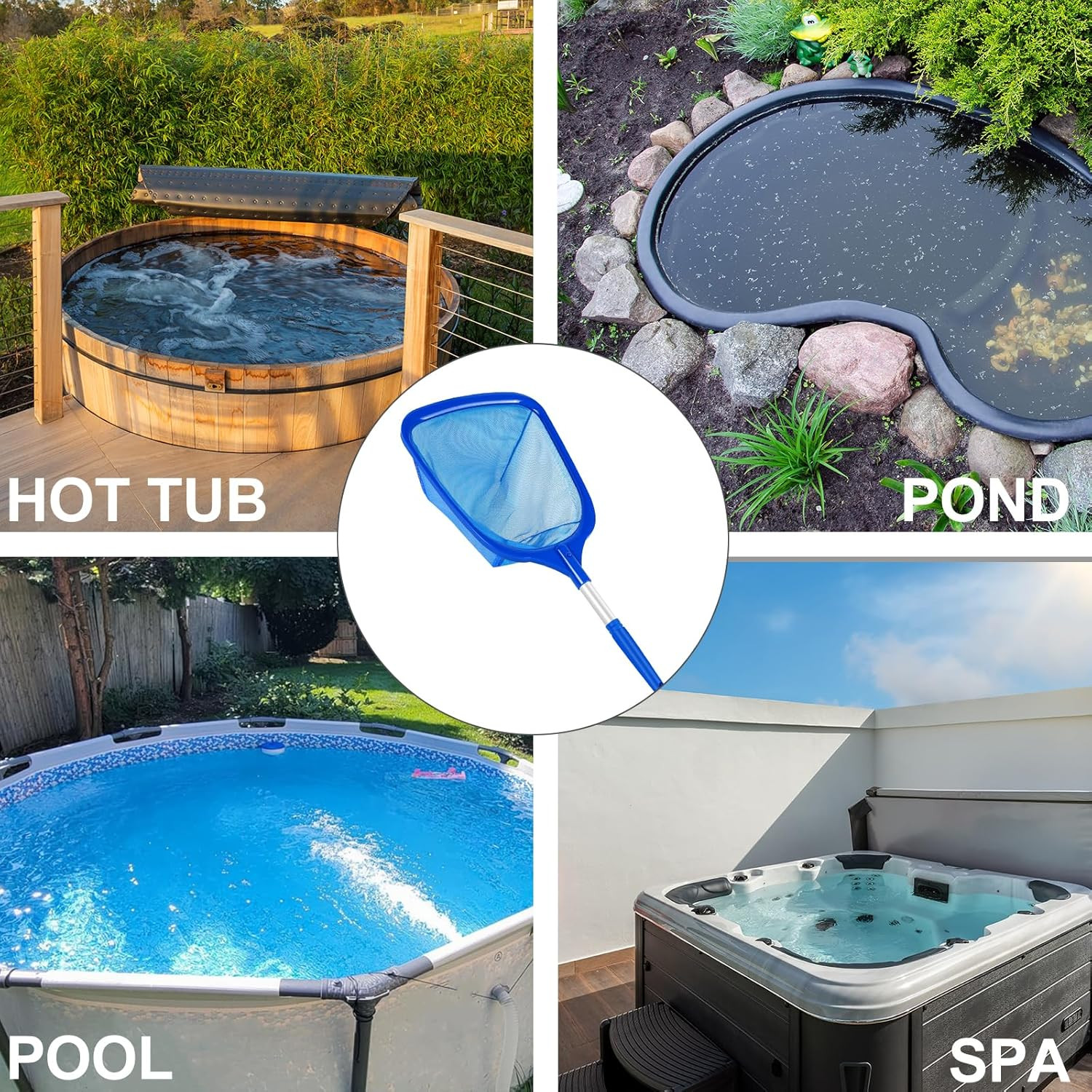 Red para Skimmer de Albercas y Jacuzzis con Mango Aluminio Limpiador Escombros