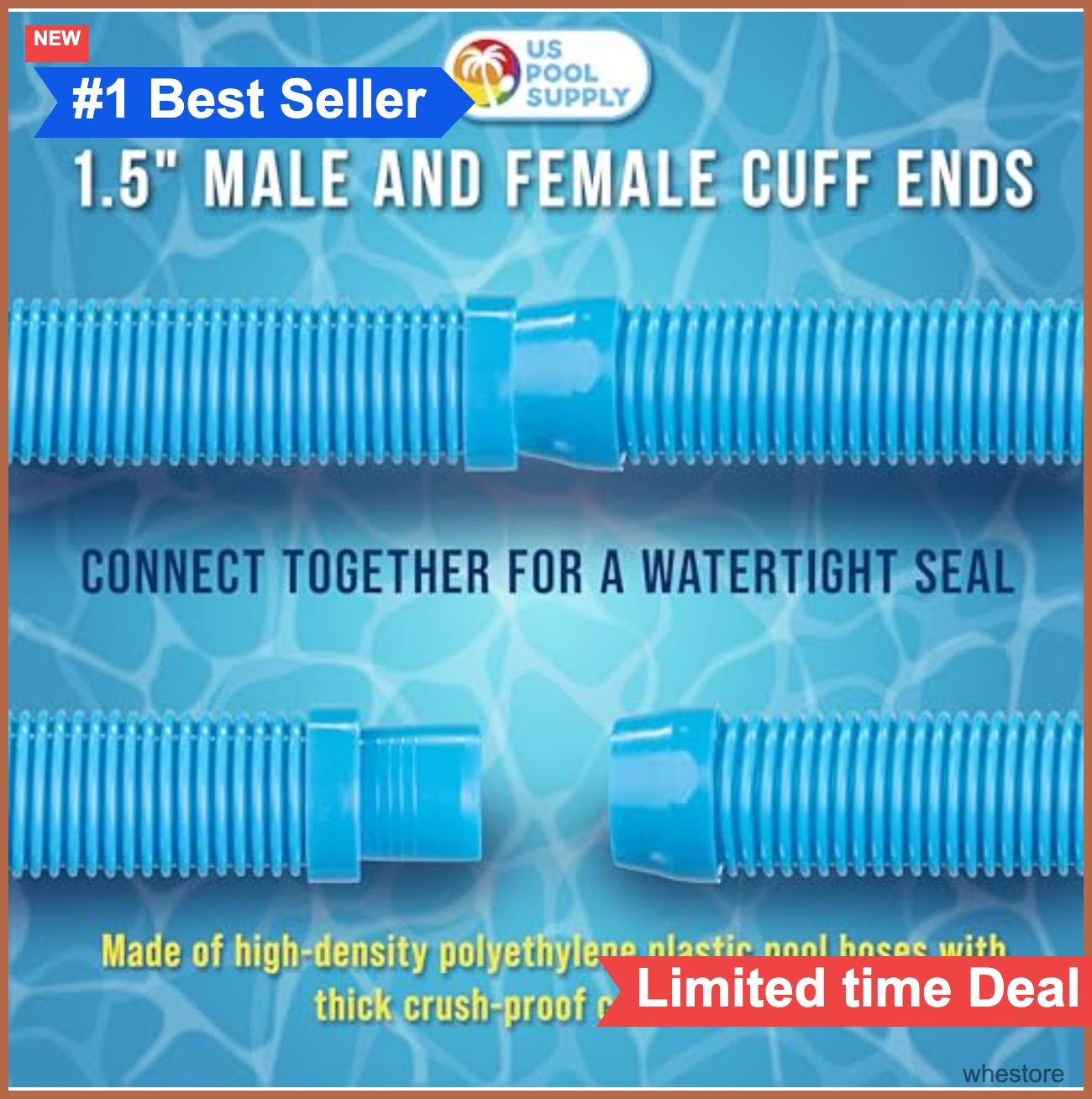 Pool Vacuum Hose Sections 4-Pack 20 Inch 1.5 Cuff Extension Replacement