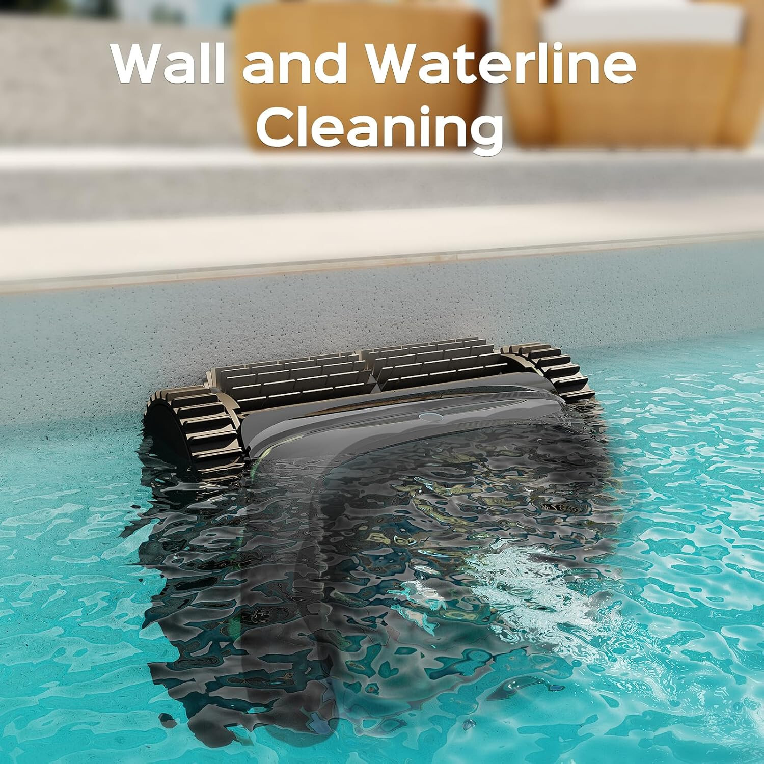Track drive Floor & Wall Pool Vacuum Inground Cordless Robotic Cleaner Waterline
