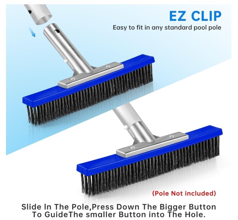 Best Heavy Duty Pool Brush Head，10-inch Metal Pool Brushes Head with Stainless