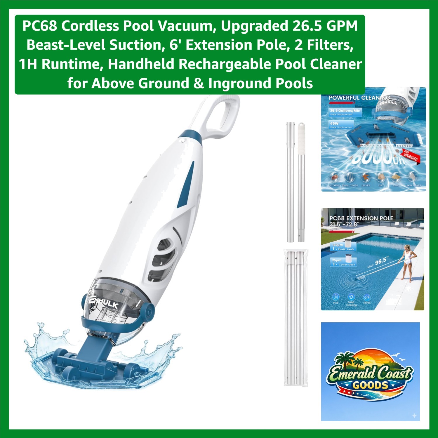 Effortless Cleaning: PC68 Cordless Pool Vacuum for Inground & Above Ground Pools