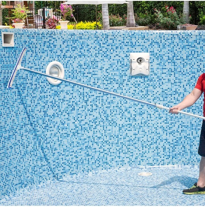 Swimming Pool Blue Brush Wall and Tile Brush,18&Prime; Polished Aluminum Back Premium