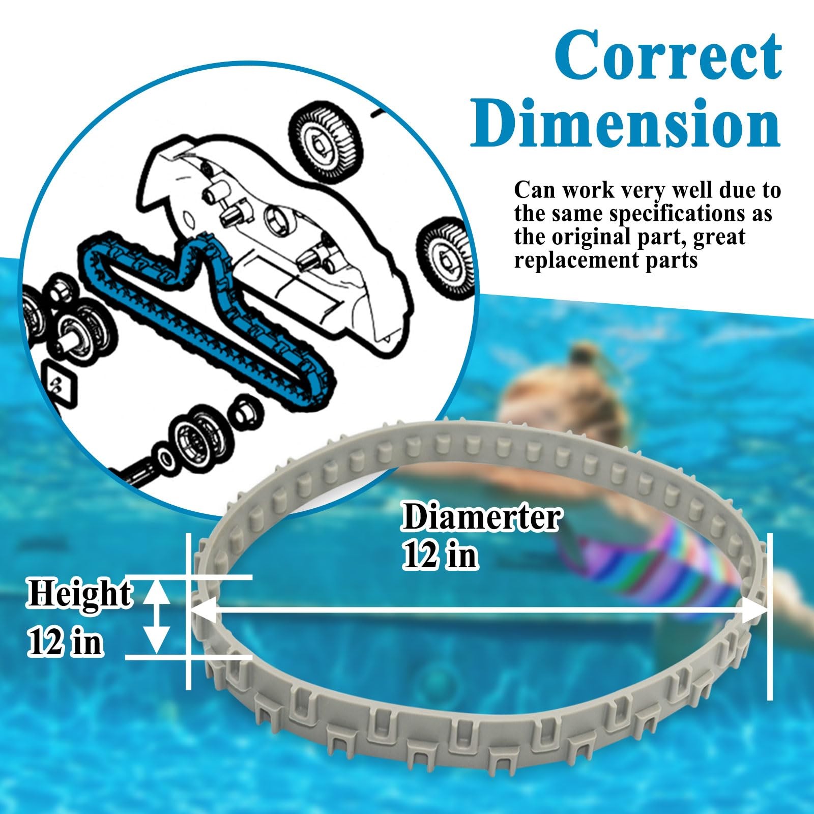 RCX97501GR Drive Track Belt Replacement for SharkVac XL Robotic Pool and Spa …