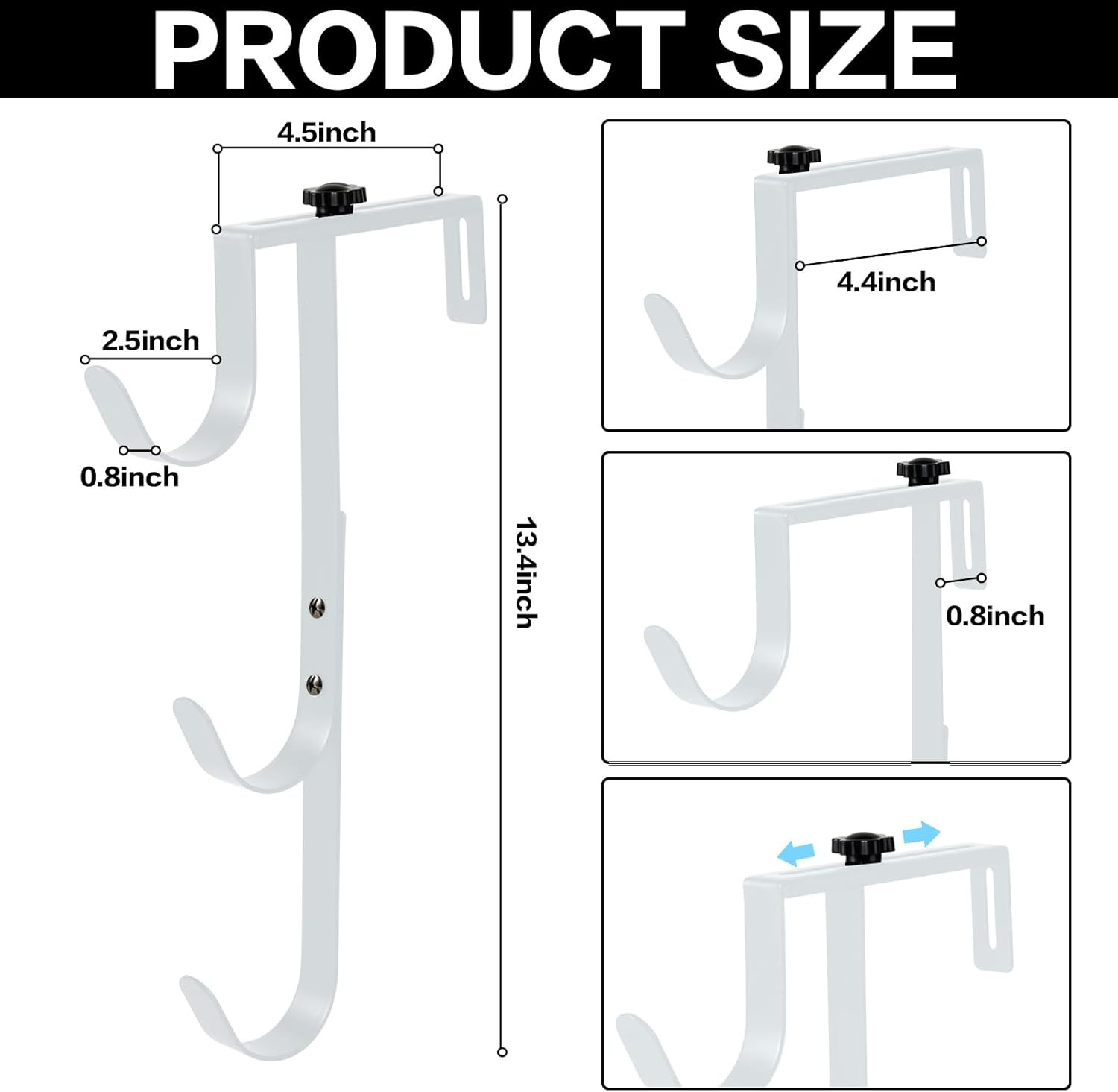 2Pcs White Pool Pole Hangers, Adjustable Heavy Duty Swimming Pool Fence Hooks fo