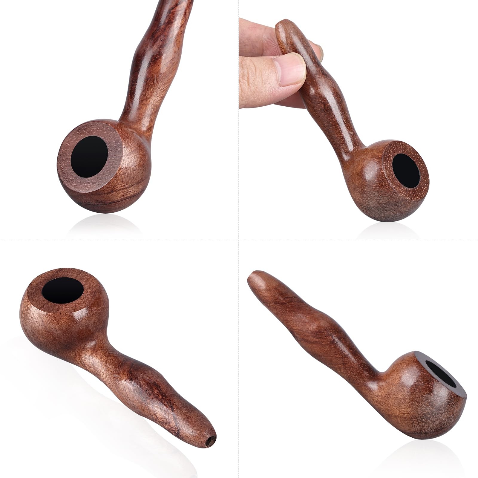 Joyoldelf Mini Tobacco Pipe Set – Rosewood Smoking with Metal brown