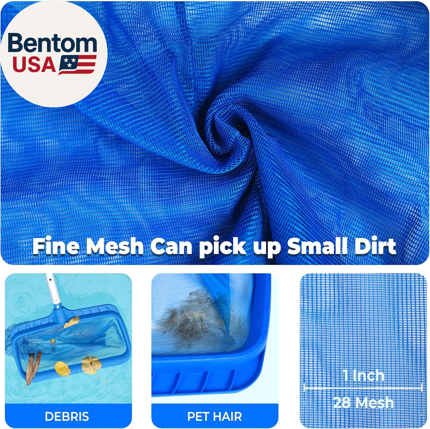 Pool Skimmer Net Professional Heavy Duty Deep Ultra Fine Mesh Pool Leaf Rake for