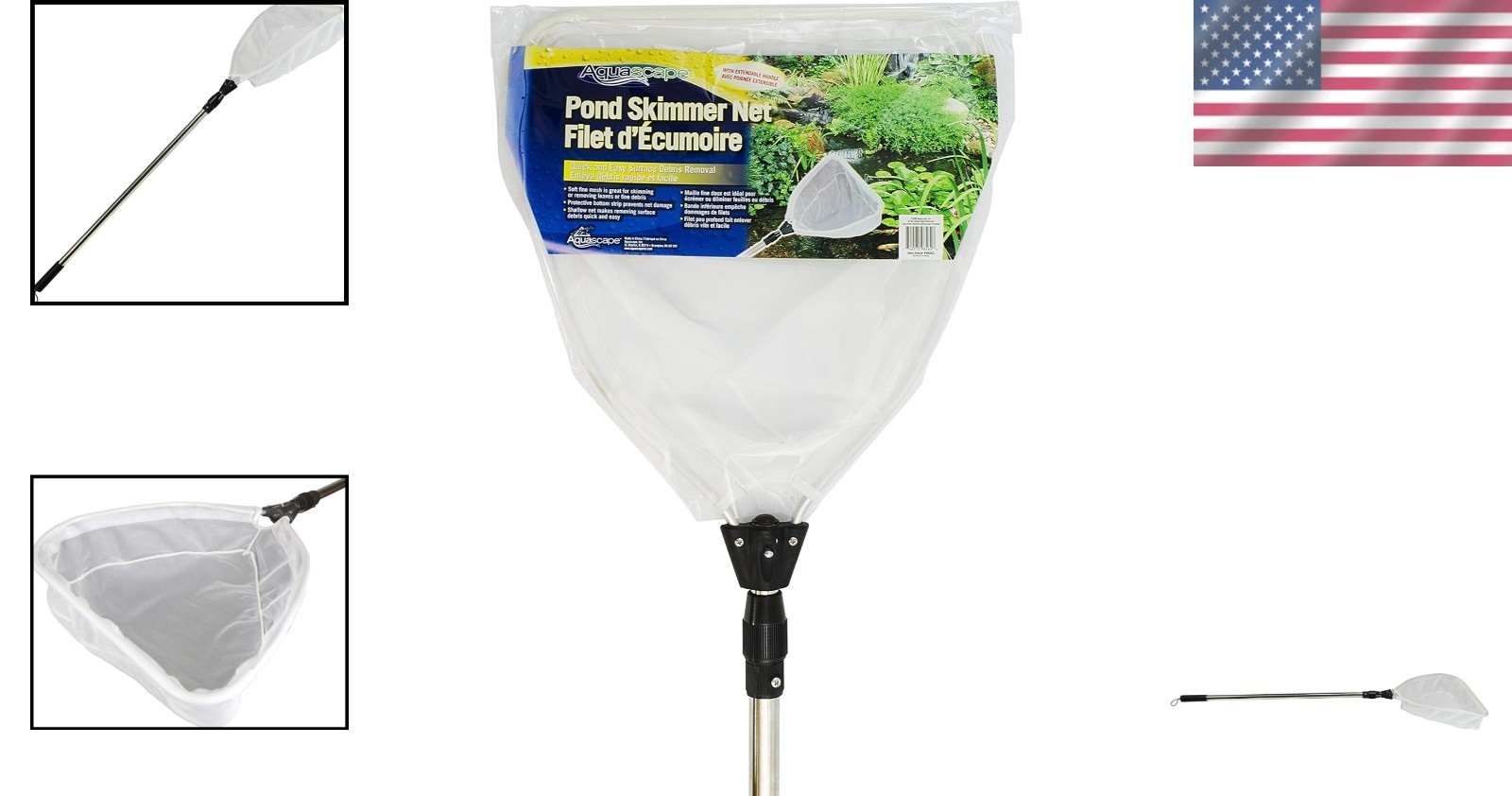 Fine Mesh Pond Skimmer Net, Extendable Handle, 36-69&Prime; Length