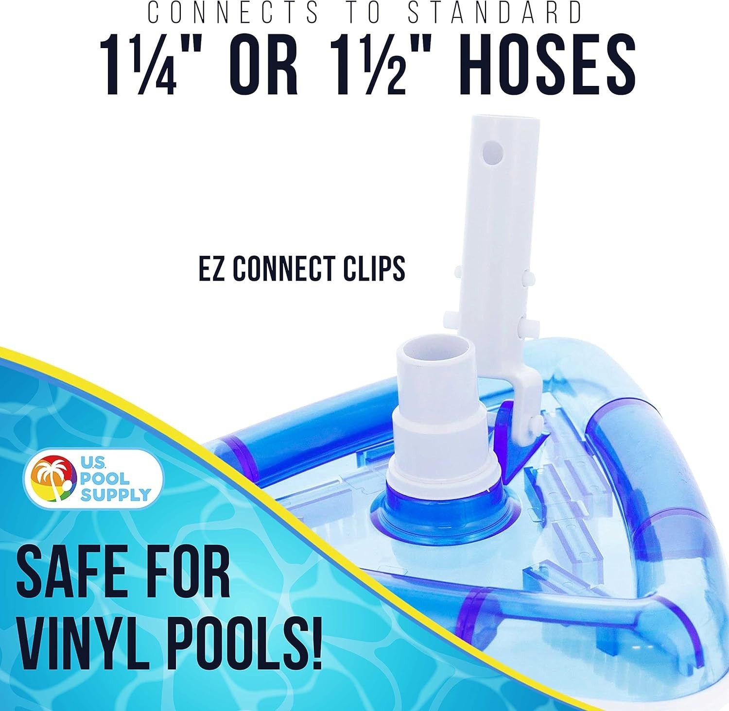 Weighted Transparent Triangular Pool Vacuum Head – EZ Clip for Easy Handling
