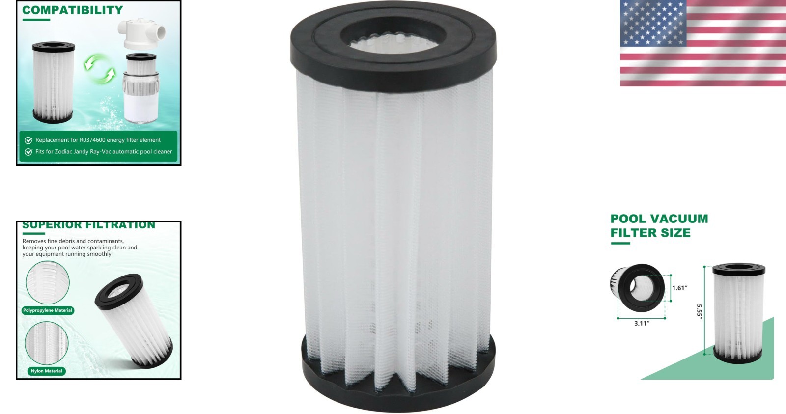 Energy Filter Element Replacement for Jandy Ray Vac Pool Cleaner 5.8 Inch