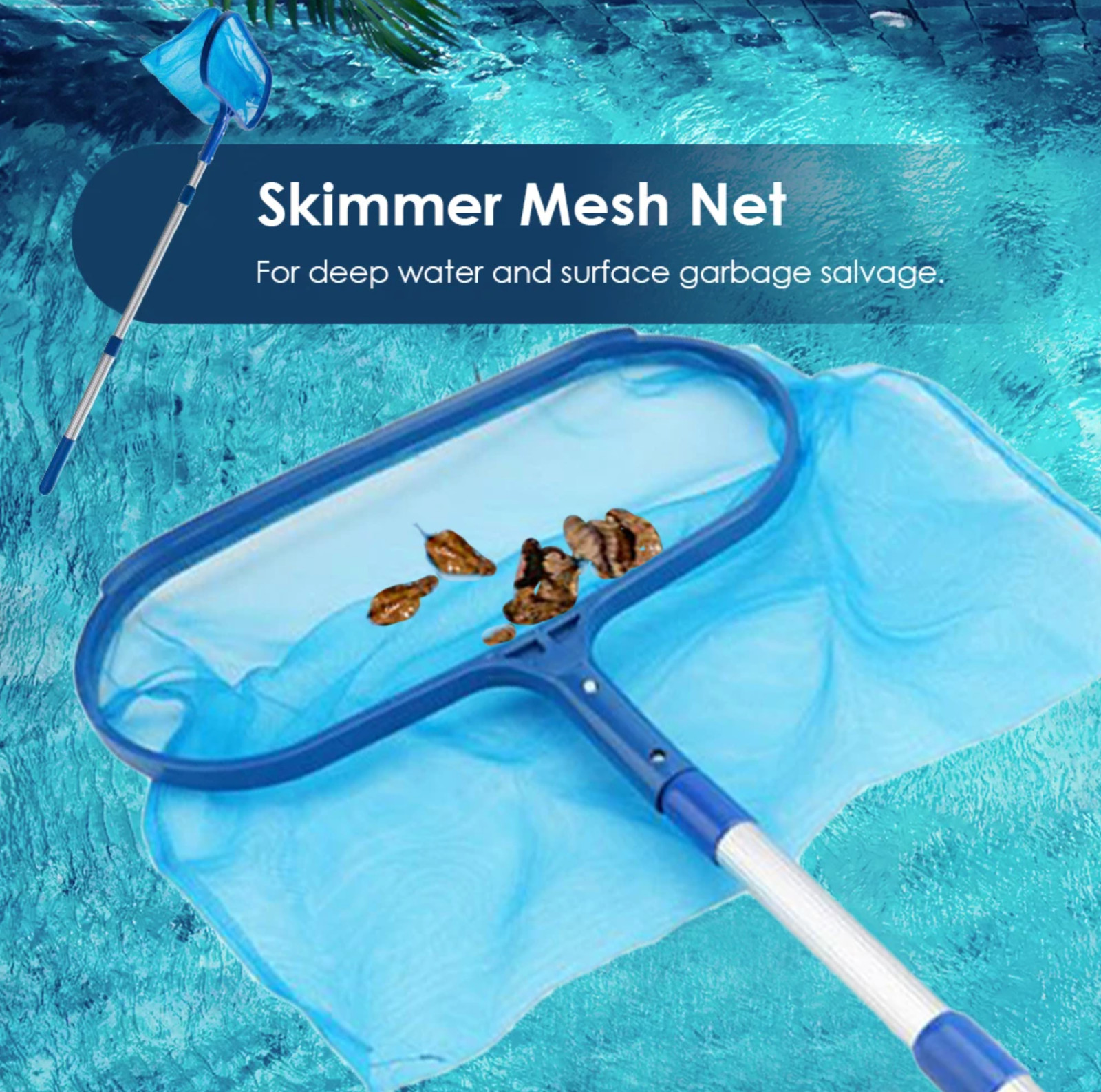 Professional Swimming Pool Skimmer Net Deep Bag Leaf Rake Cleaner Cleaning Tool