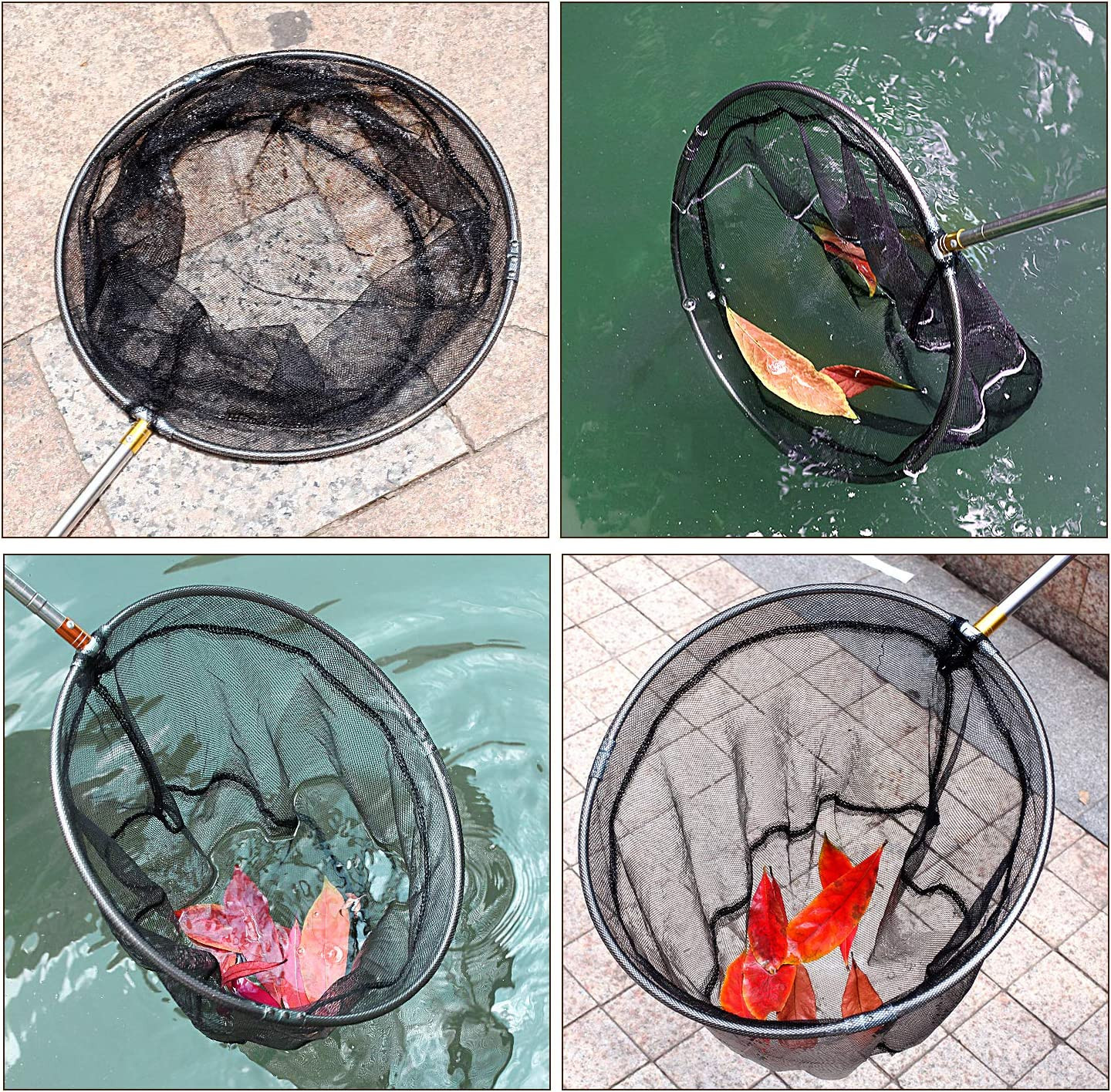 Pool Skimmer Net with Stainless Steel Telescopic Pole,58&Prime; Extendable Leaf Skimme