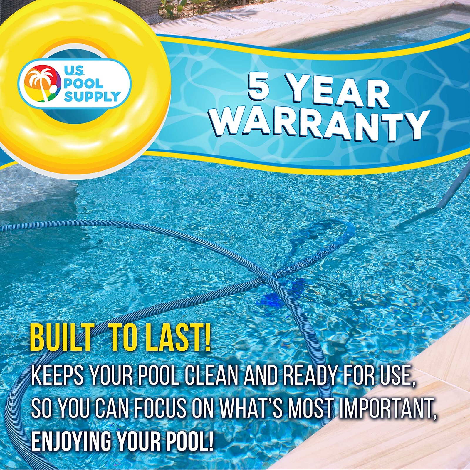 U.S. Pool Supply Vacuum Hose – 1-1/2&Prime; x 50&prime; Professional 50 Foot, Blue