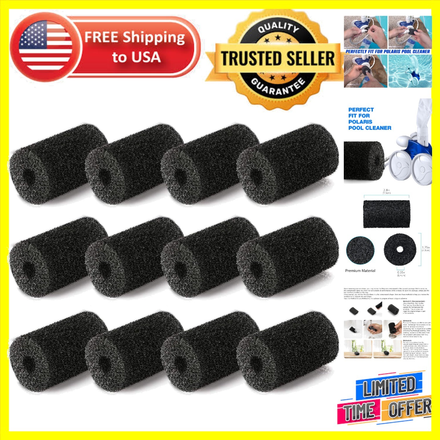Polyurethane Sweep Hose Scrubbers – 12 Pack for Polaris Pool Maintenance
