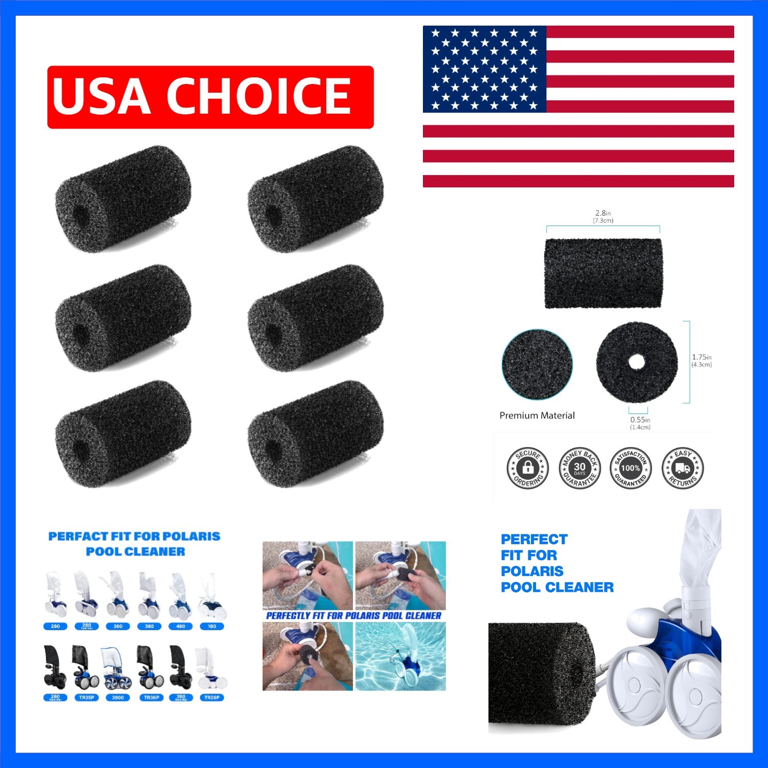 for Polaris Pool Cleaner Parts, 6 Pack Sweep Hose Tail Scrubbers Replacement …