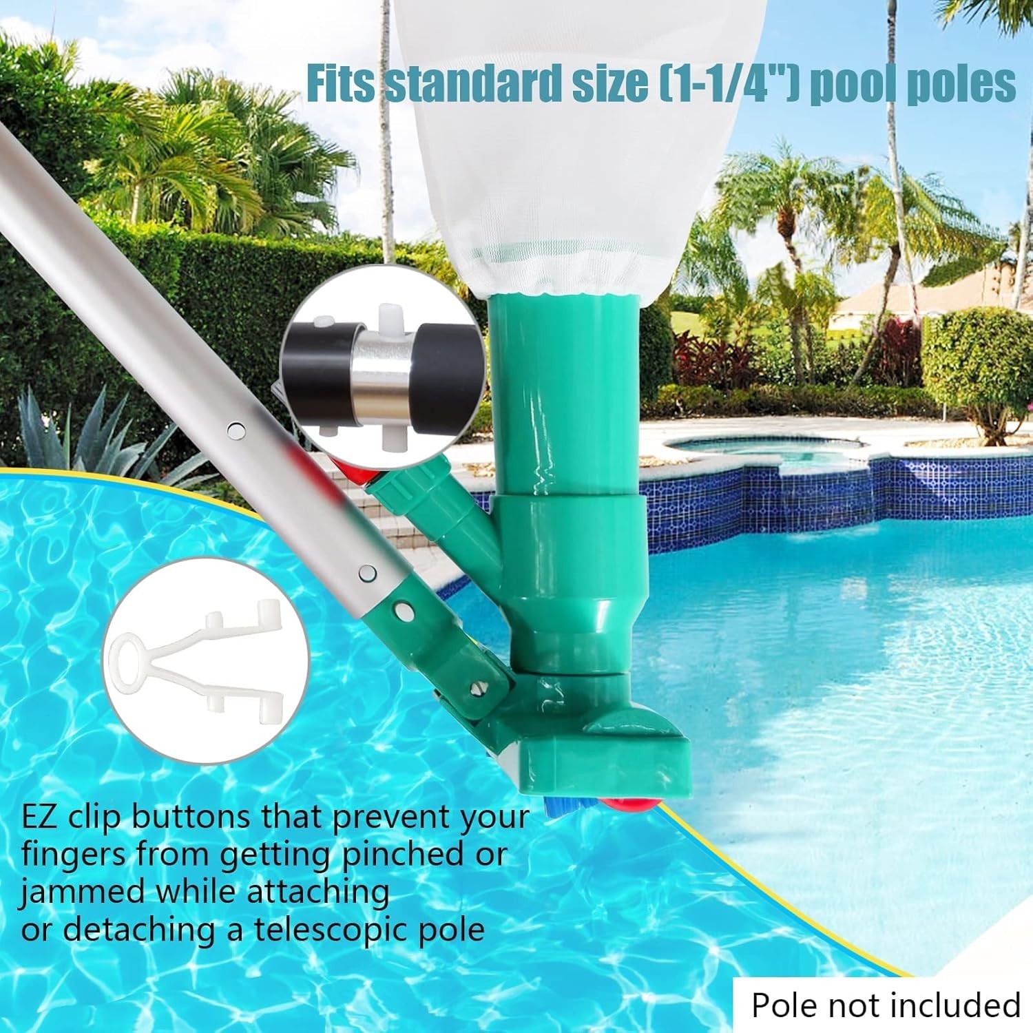 Deluxe Pool Vacuum Cleaner with Telescopic Pole – Easy Garden Hose Connection