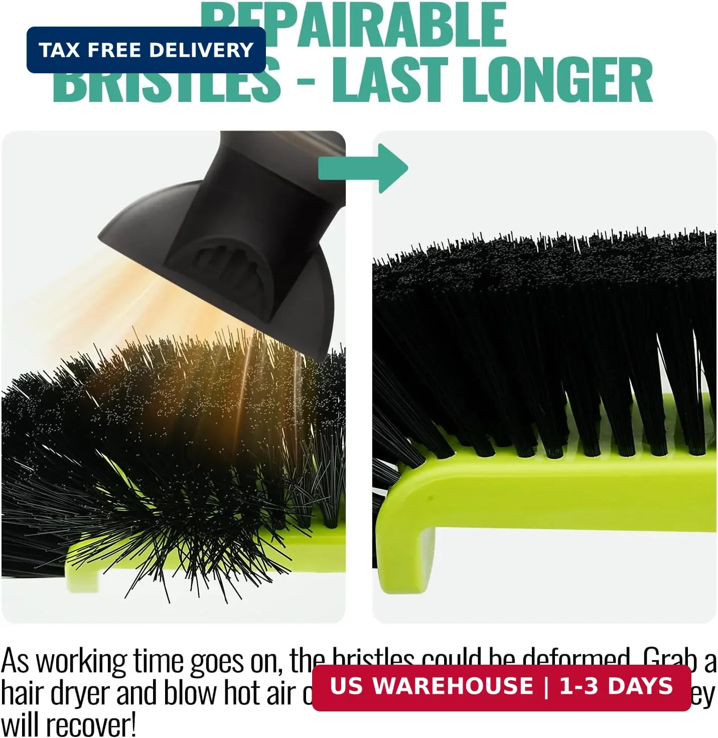 18&Prime; Pool Brush Head for Cleaning Swimming Walls,Curved Ends Scrub Brush Black US