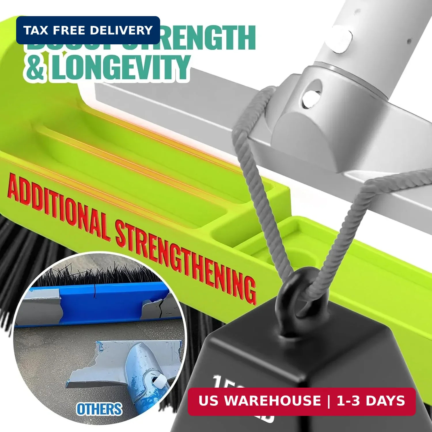 18&Prime; Pool Brush Head for Cleaning Swimming Walls,Curved Ends Scrub Brush Black US