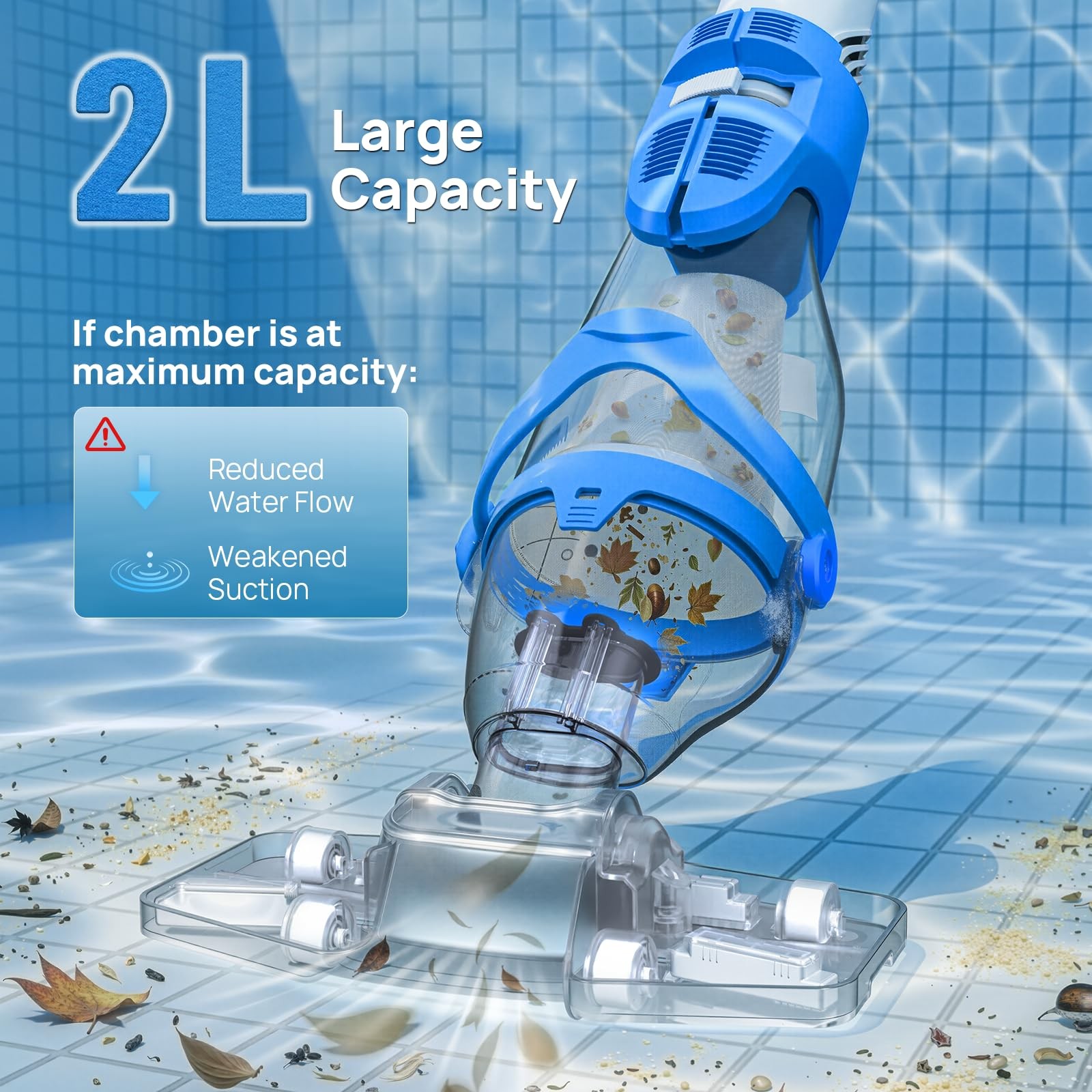 Pool Vacuum for Above Ground & Inground Pool, 22 GPM Suction Handheld Cleaner…