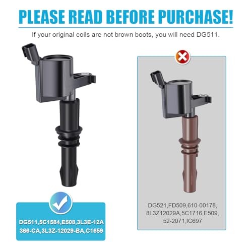 Set of 8 Yellow Straight Boot Ignition Coils Pack DG511 & Motorcraft Platinum