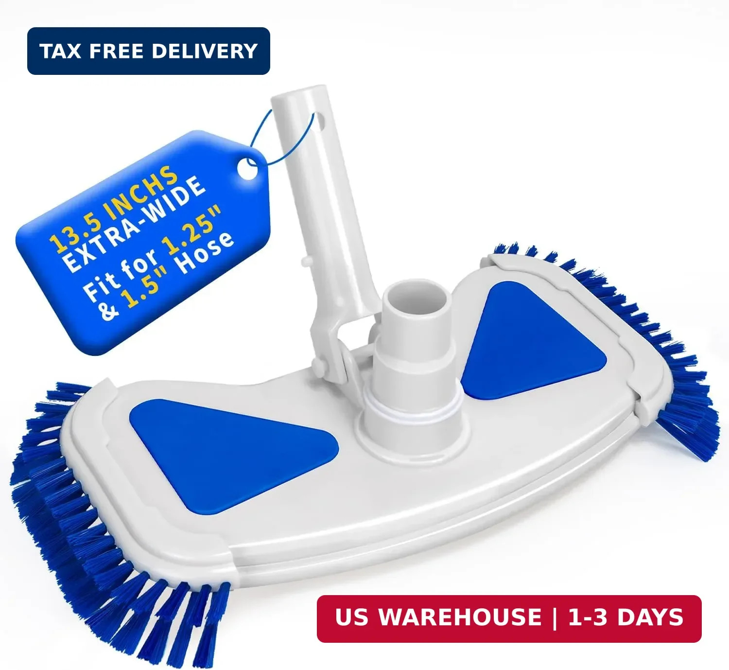 Pool Vacuum Head with Side Brushes 13.5&Prime; Deluxe Manual Pool Cleaner Head, Fit fo