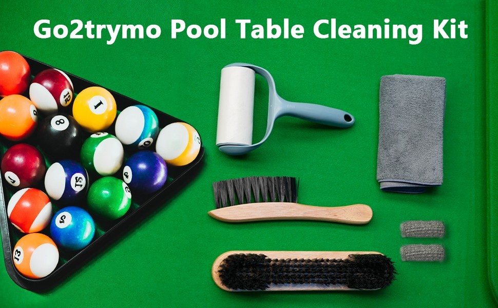 Billiard Pool Table Brush Set – 5 Piece Felt Cleaner, Wooden Brushes & Lint Roll