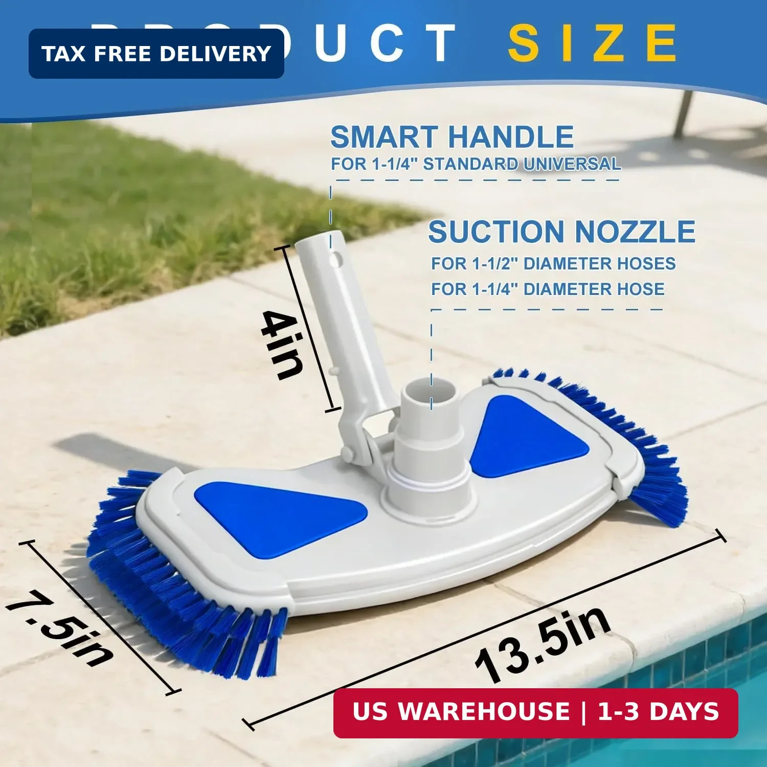 Pool Vacuum Head with Side Brushes 13.5&Prime; Deluxe Manual Pool Cleaner Head, Fit fo