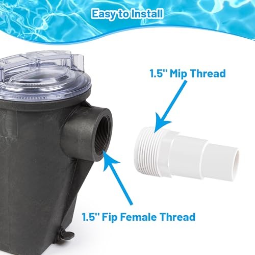 Pool Hose Adapter of 1-1/4&Prime; to 1-1/2&Prime; with Plumbers 2-pack with accessories