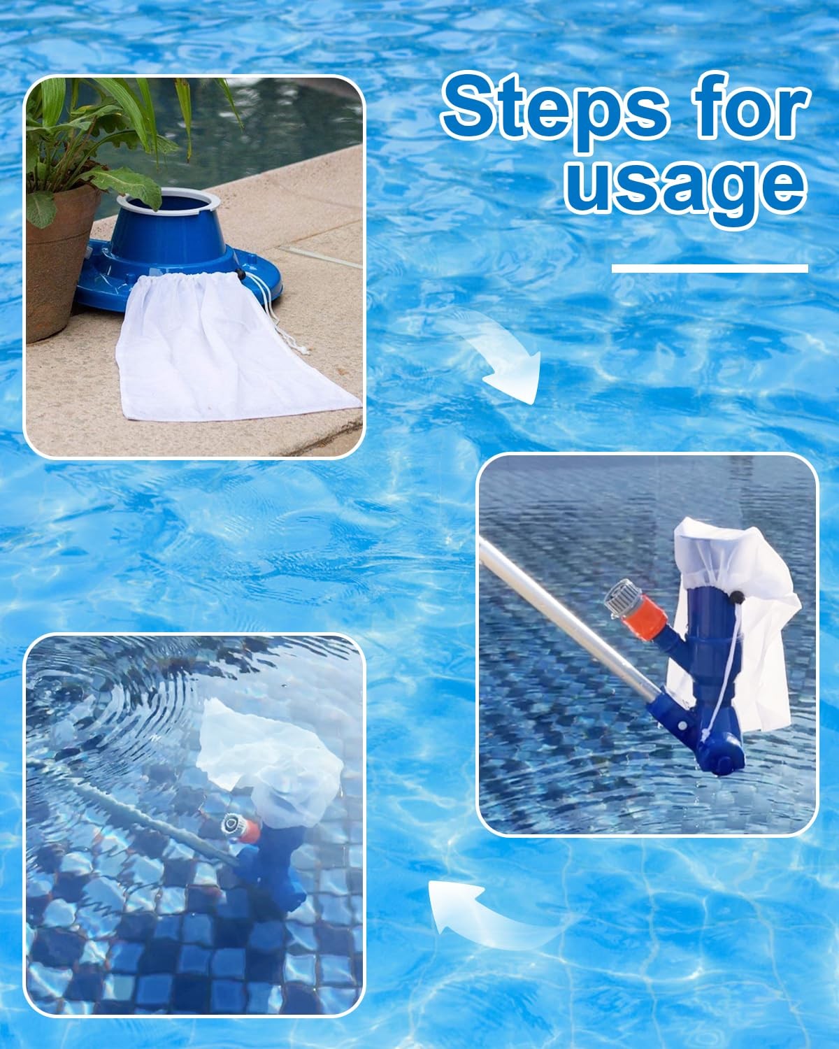 4 Pcs Pool Fine Mesh Filter Bags, Pool Replacement Net Vacuum Bags with Locki…
