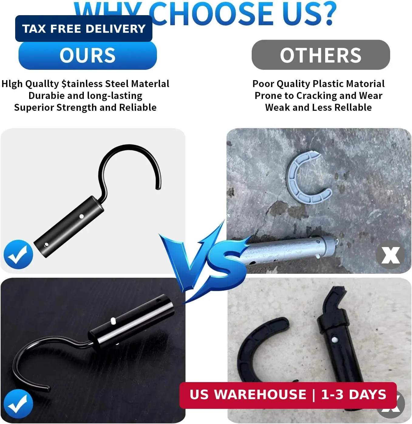 Upgraded Stainless Steel Hook for Robotic Pool Cleaners – Duty Metal Replacement