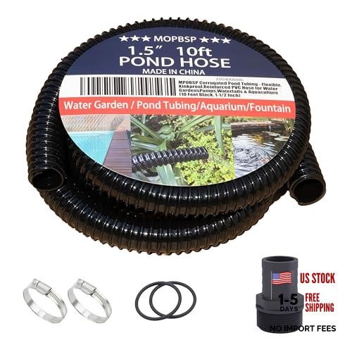 Corrugated Pond Tubing – Flexible, Kinkproof, 1-1/2 Inch 10 Feet – Black
