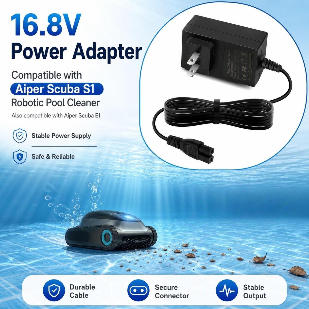 Aiper Scuba S1 E1 Replacement Charger 16.8V Cordless Pool Cleaner