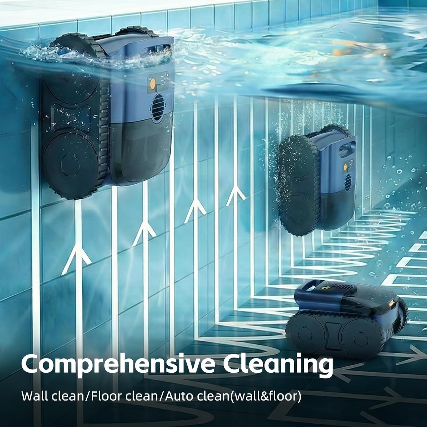 Robotic Pool Cleaner Vaccum AI Sonar Smart Navigation 180-min Battery Life