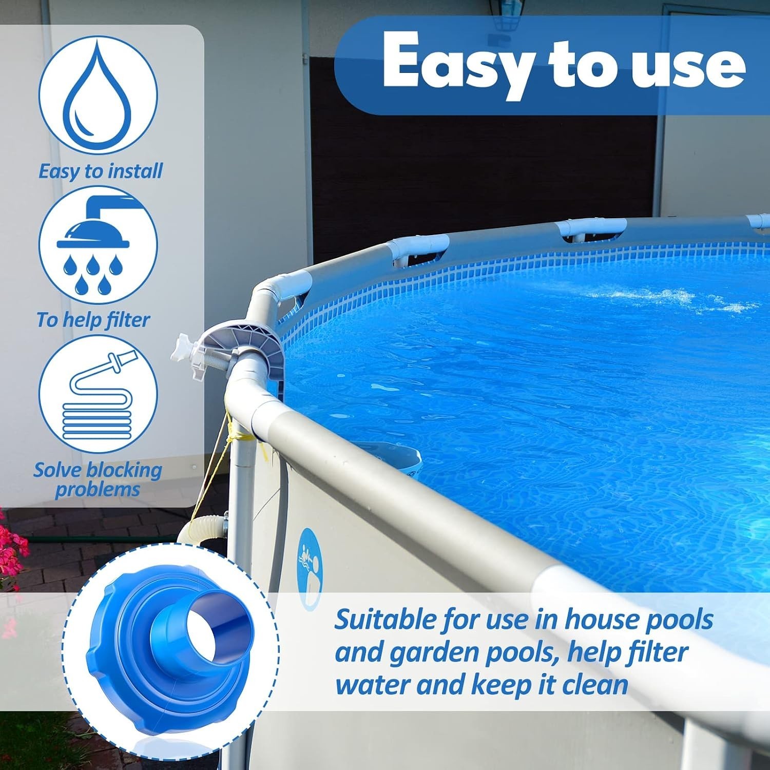 2 Pcs Pool Vacuum Hose Adapter Above Ground Pool Skimmer Vacuum Hose Connecto…