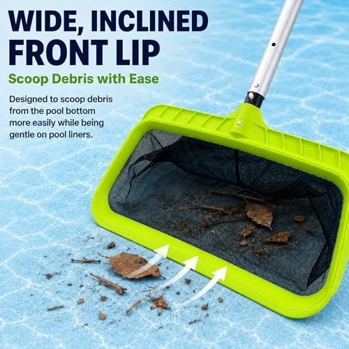 Swimming Pool Leaf Skimmer Net Reinforced Frame Deep Rake Home Pool Cleaning