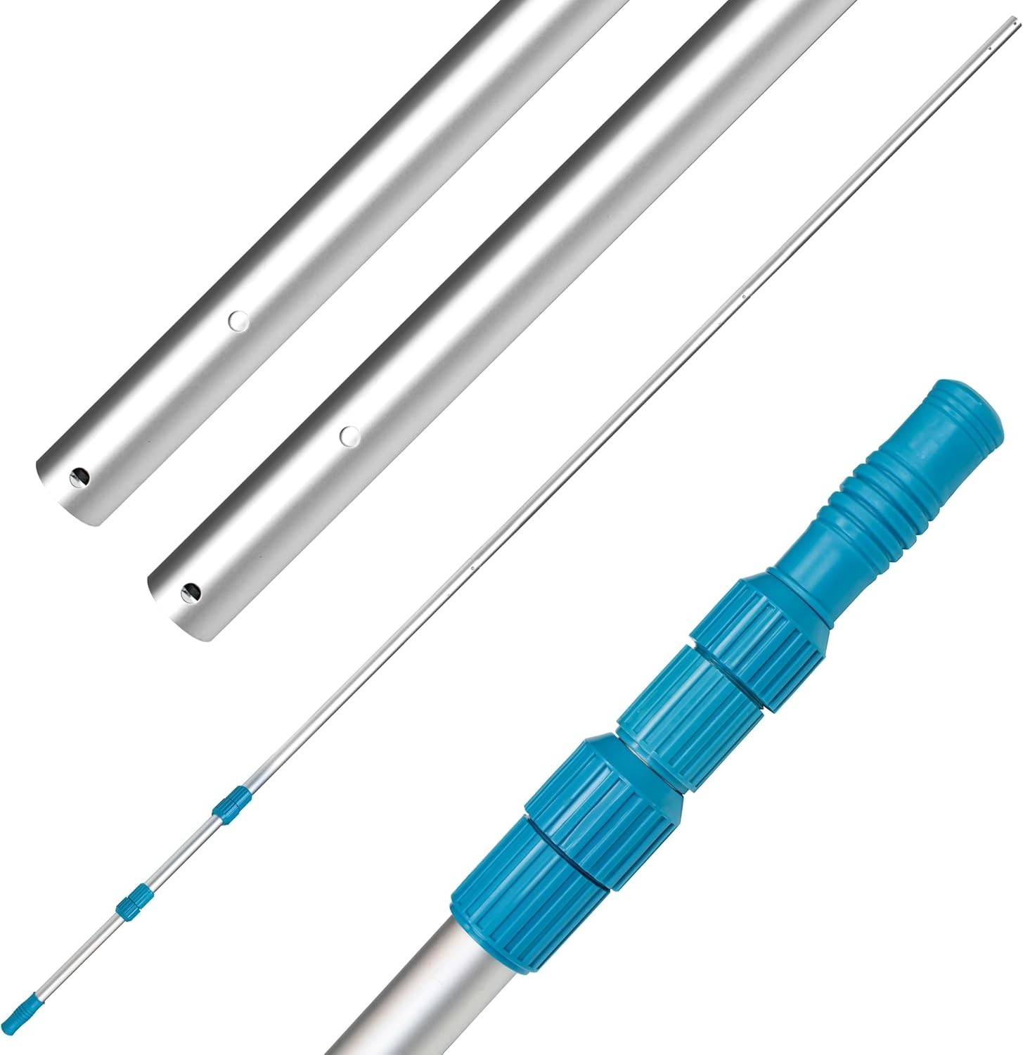 Professional 15-Foot Aluminum Telescopic Swimming Pool Pole Adjustable 5 Piece