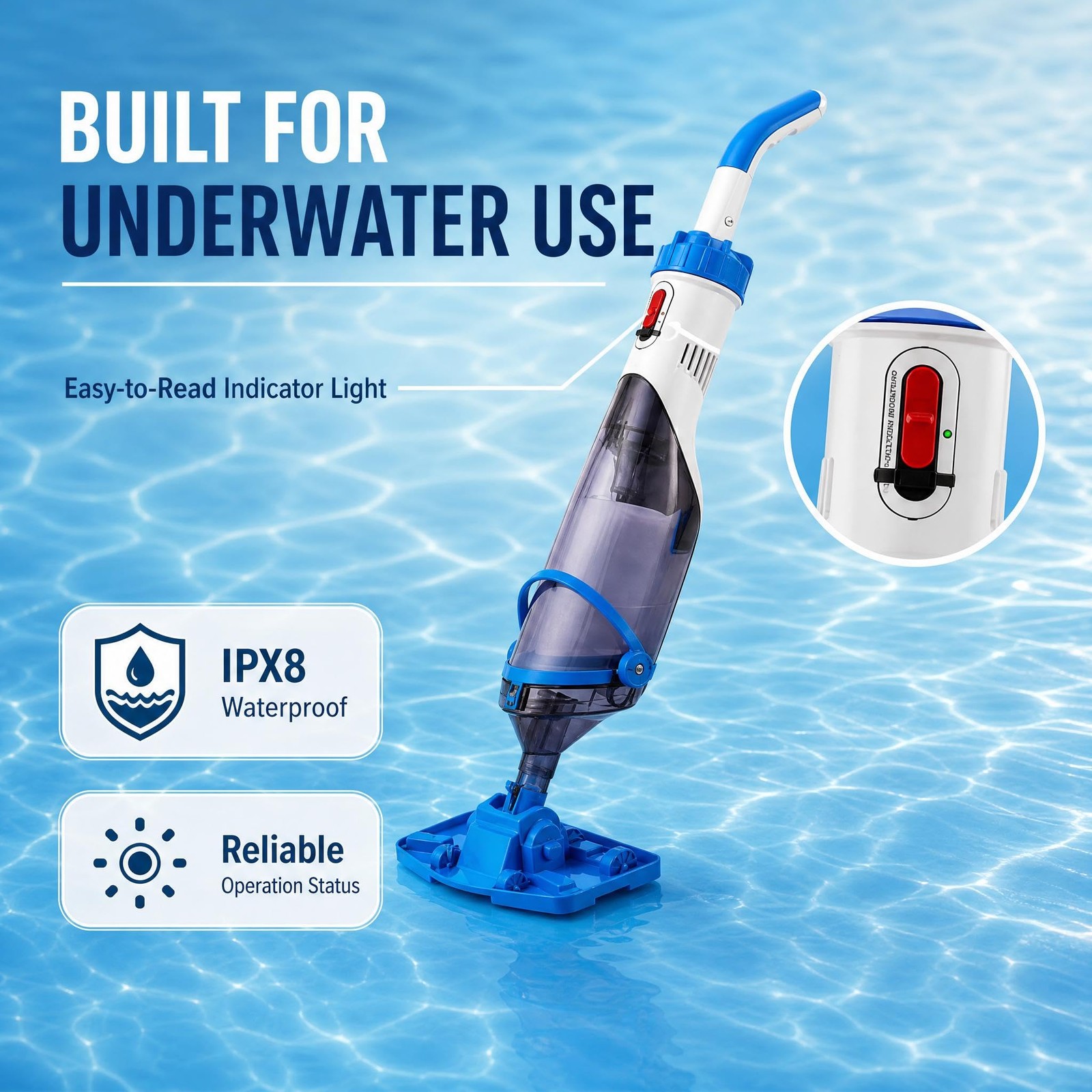 Cordless Rechargeable Pool Vacuum Handheld with Telescopic Pole for Above Ground