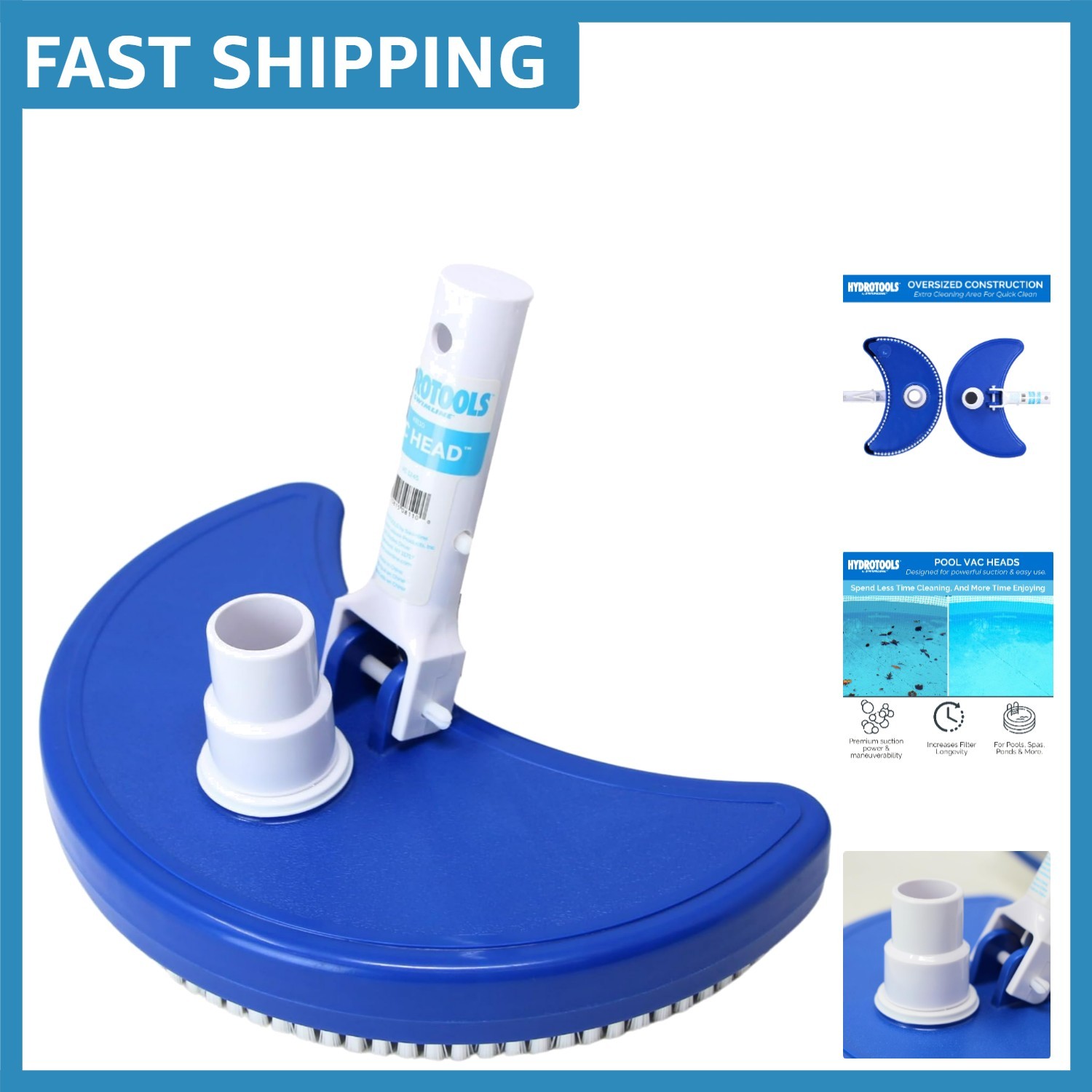 Heavy Duty Half Moon Pool Vacuum Head – Ideal for Inground & Above Ground Pools