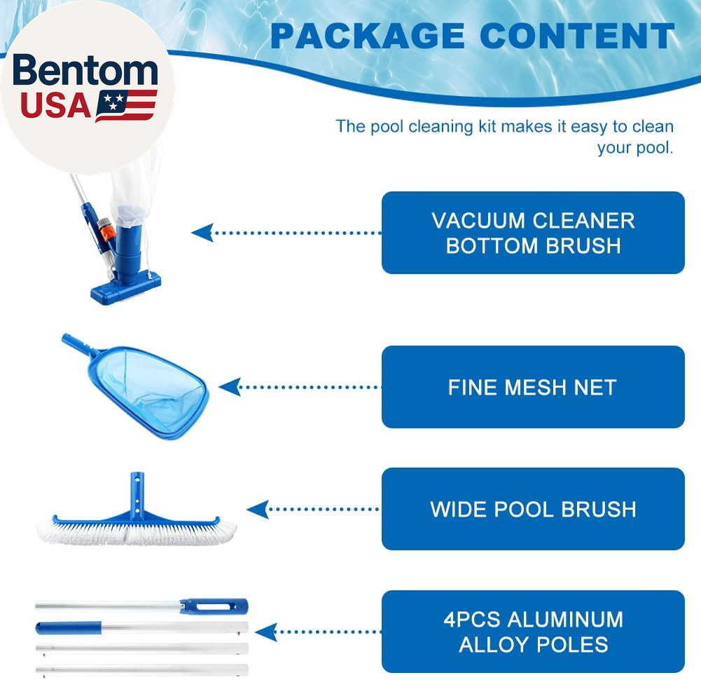 Swimming Pool Cleaning Kit Includingspa Jet Vacuum Cleaner,Aluminum Frame Skimme