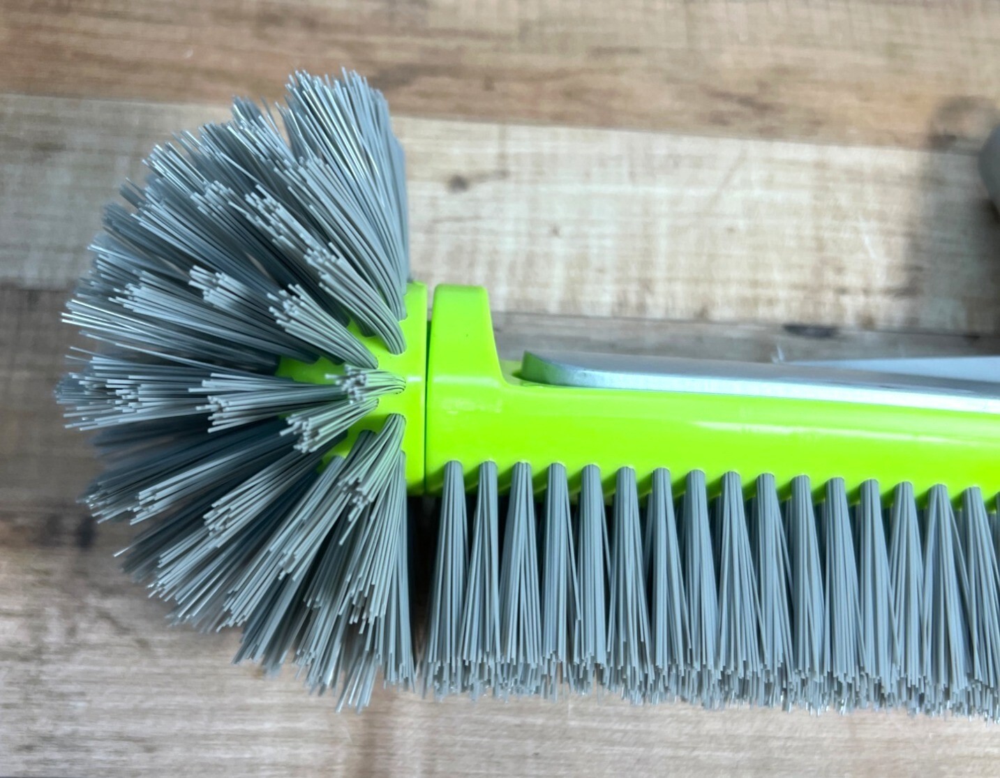 Large Pool Heavy-Duty Floor & Corner Brush With Gray Bristles & Green Handle