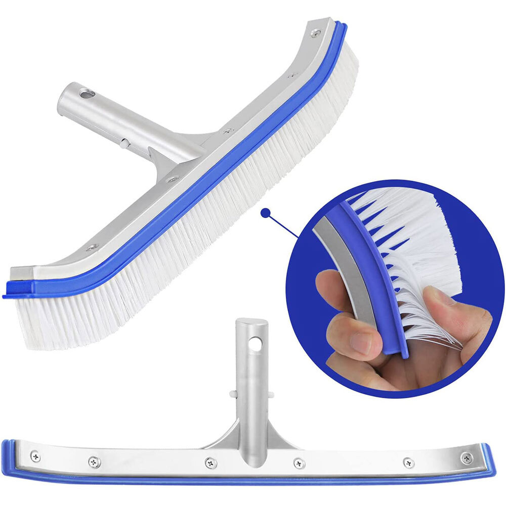 18&Prime; Curved Pool Spa Wall & Floor Brush with Nylon Bristle & Aluminum Body