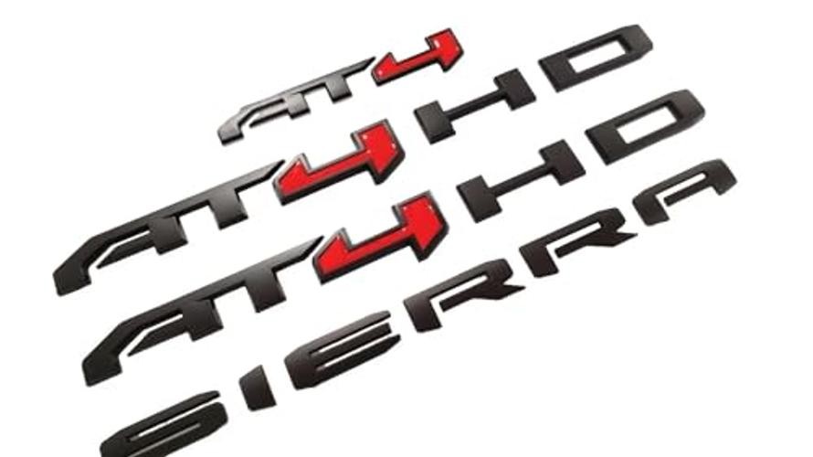6Pcs Replacement for 2024-2025 Sierra 2500HD AT4 Emblem Bumper Matte Black Red
