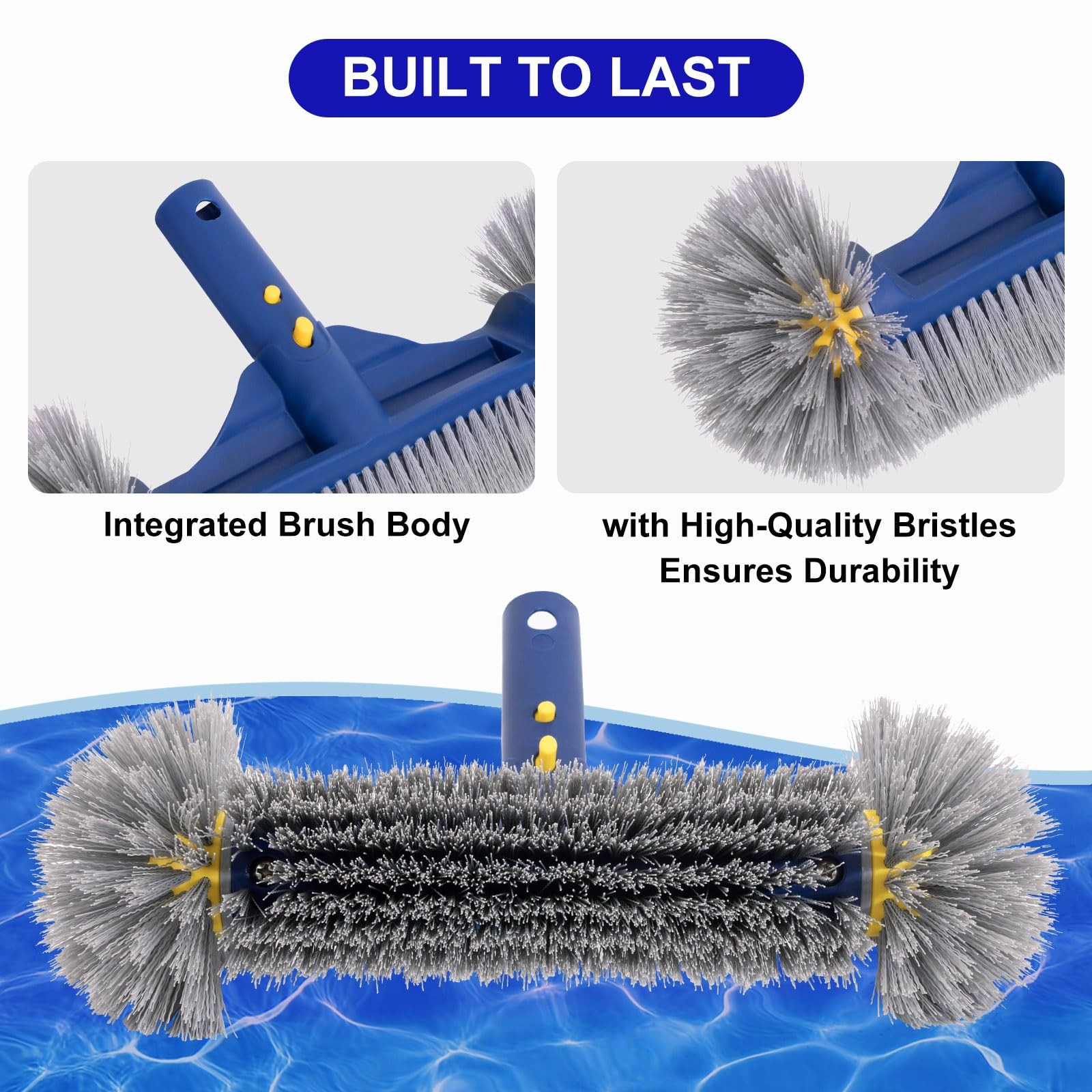 12.5&Prime; Pool Brush for Inground & Above Ground Pools, Spa, Hot Tub Cleaning Tool
