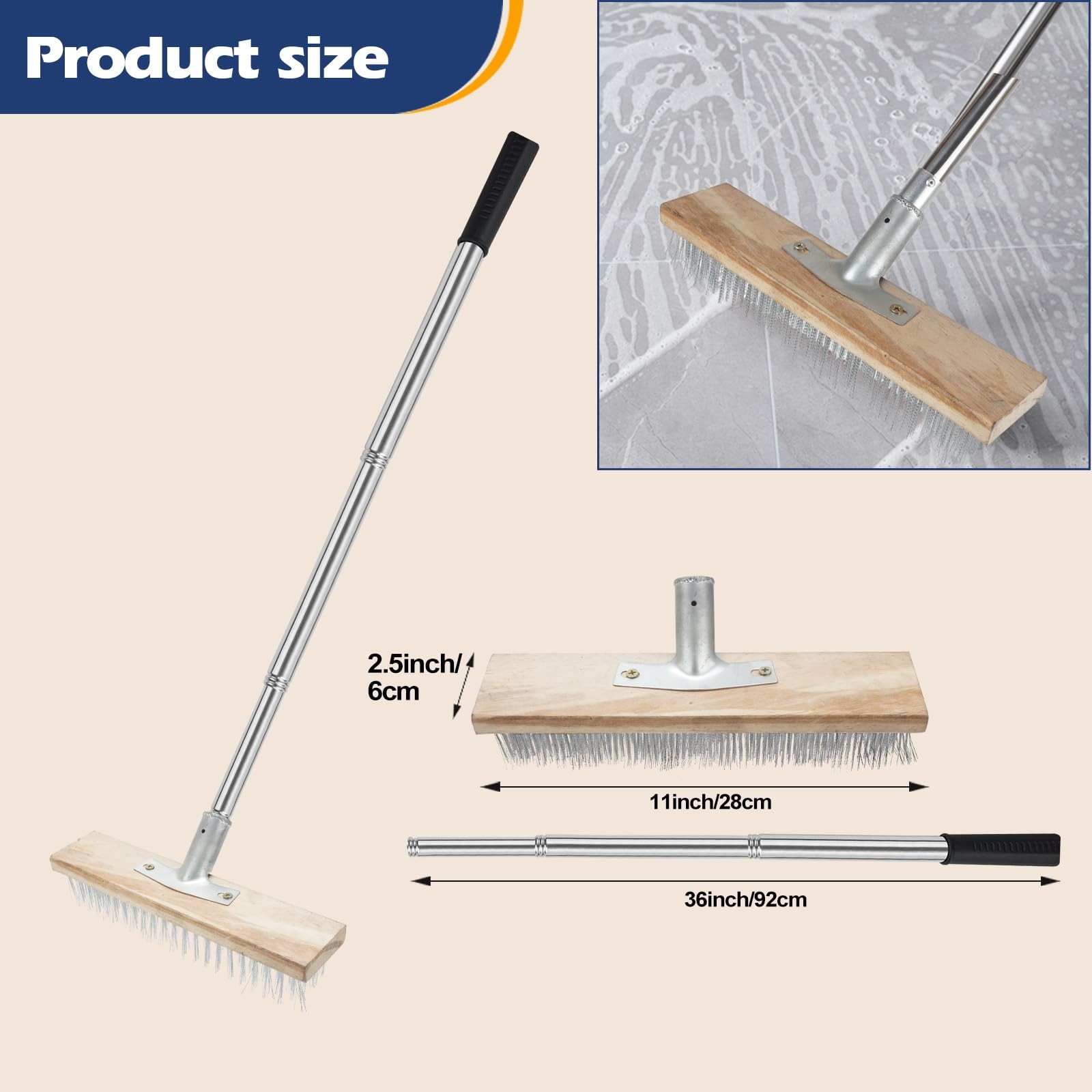 Floor Scrub Brush, Deck Brushes for Scrubbing Heavy Duty, Concrete Scrubber O…