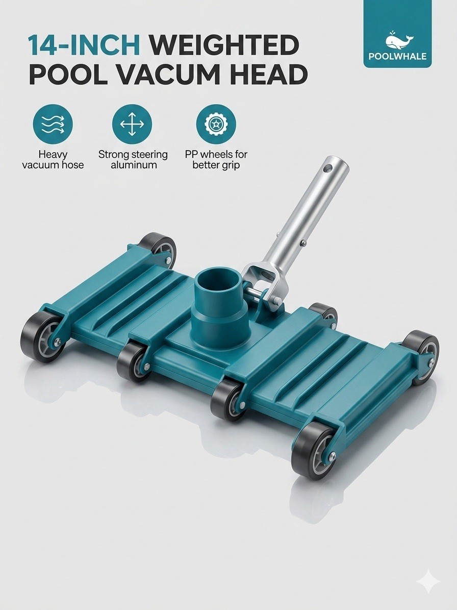 Poolehale 14&Prime; Flexible Pool Vacuum Head with Wheels for Inground & Above Ground