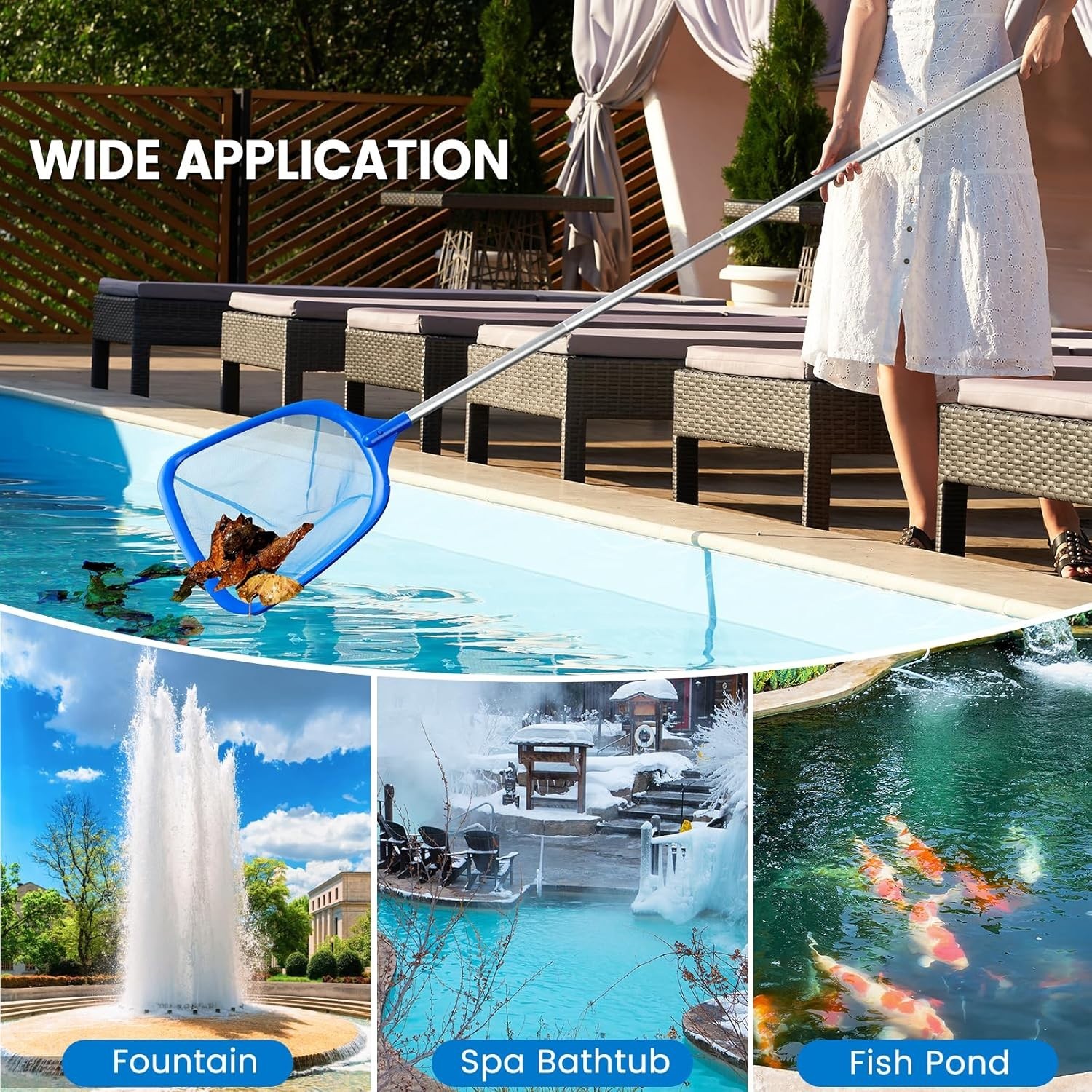 Ultra-Fine Mesh Pool Skimmer Net – Effortless Cleaning for Safe Pool Maintenance
