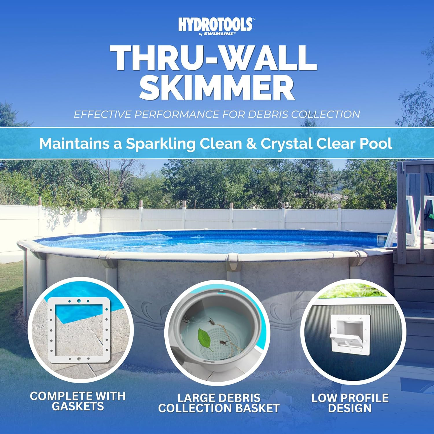 HYDROTOOLS ABS Thru-Wall Skimmer Kit with Return Fitting for Above Ground Pools