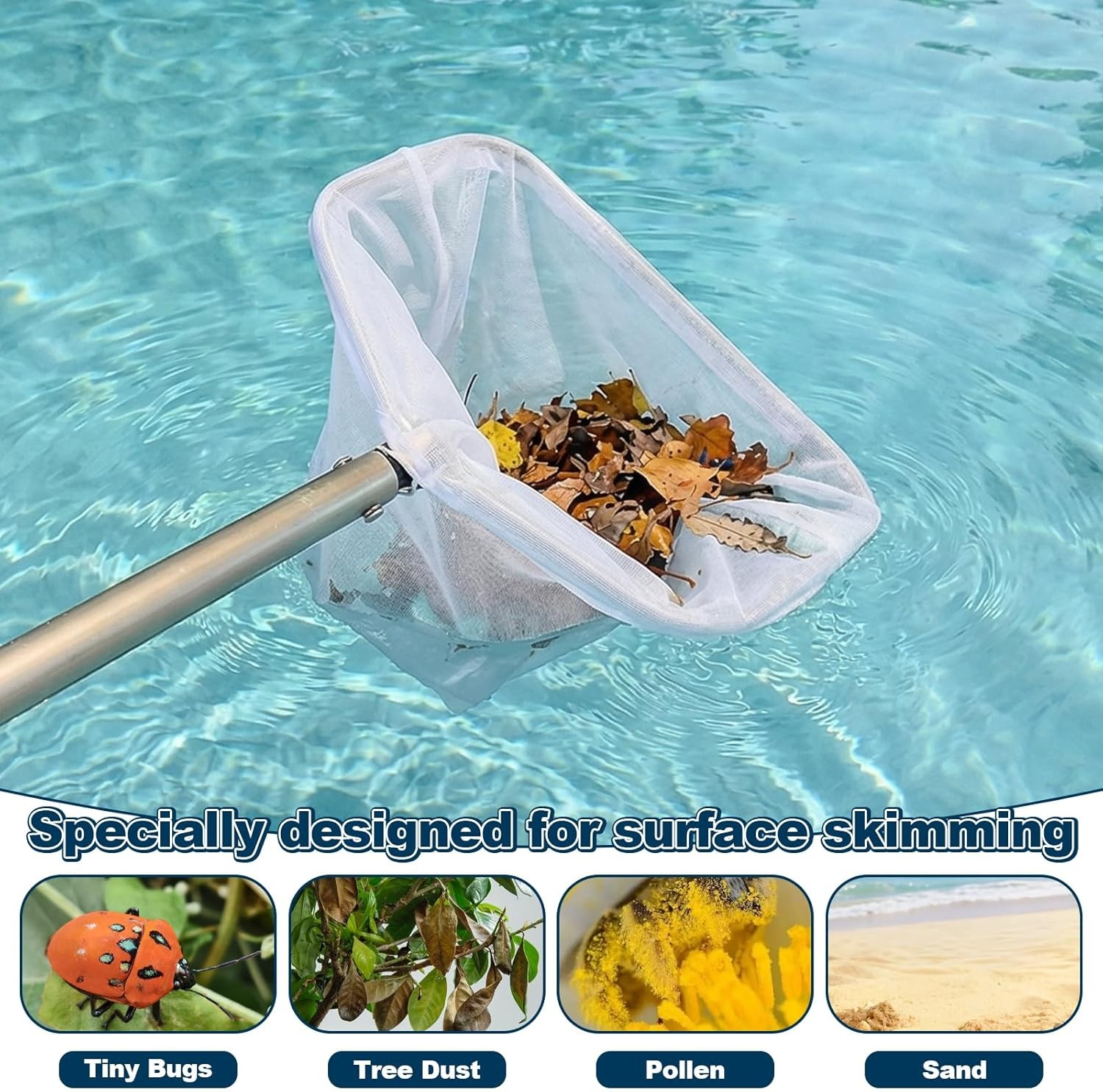 4Pcs 26×22 Inch Adjustable Pool Skimmer Net Replacement Ultra Fine Mesh Net Bag