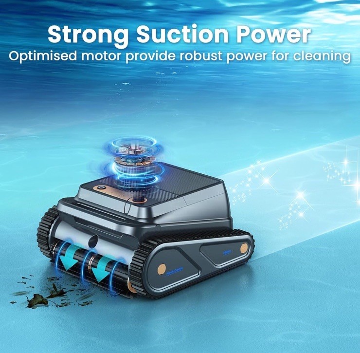 EZIOOV U8 Cordless Robotic Pool Cleaner Vacuum In and Above Ground -DARK GREY