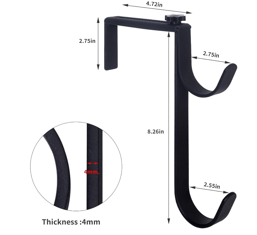 2Pcs Black Pool Pole Hangers, Adjustable Heavy Duty Swimming Pool Fence Hooks